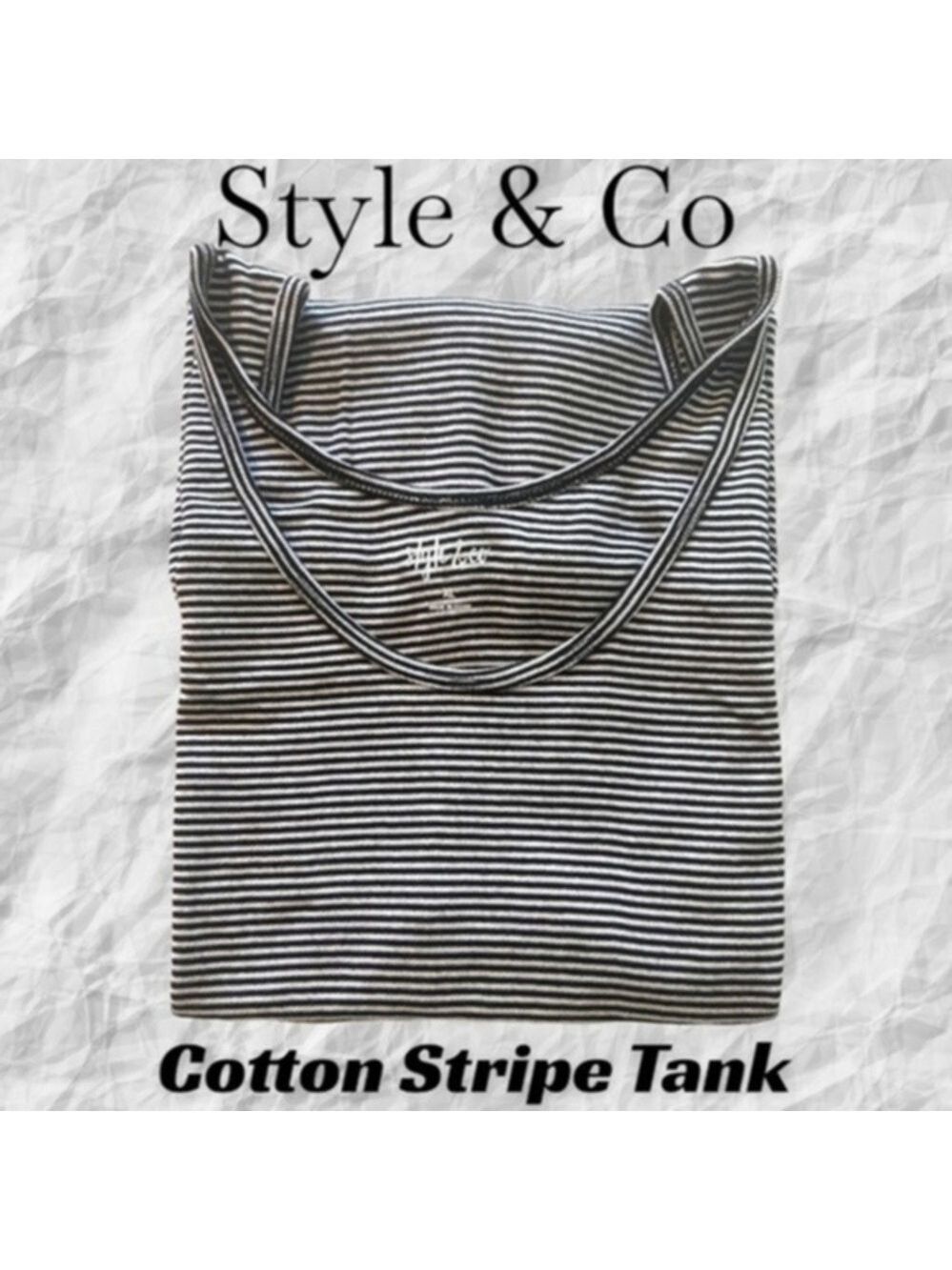 STYLE & Co Cotton Striped Sleeveless Scoop Neck Tank Top